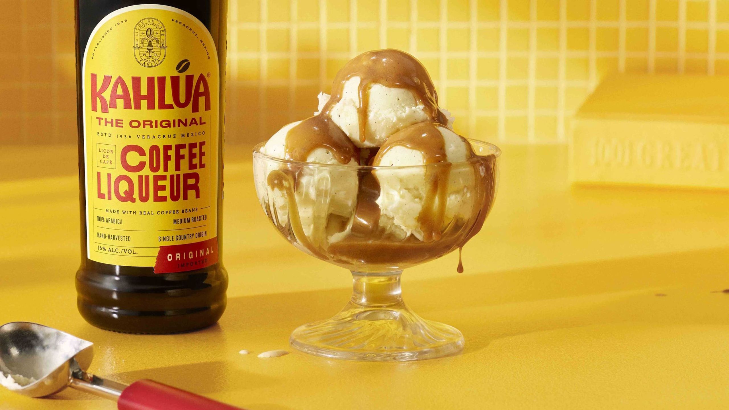 Kahlua caramel sauce and ice cream