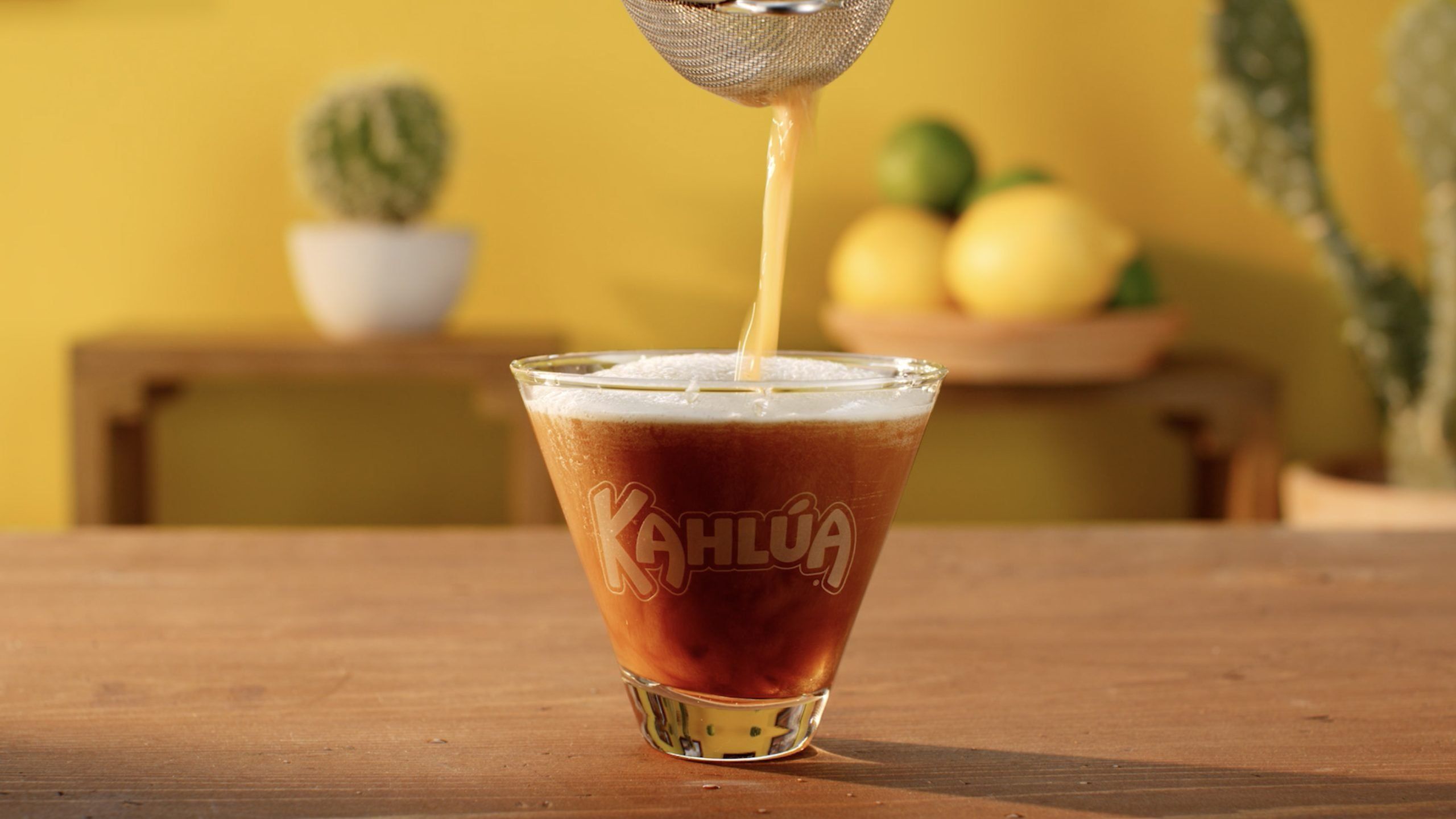 Kahlua Irish cold brew martini being poured
