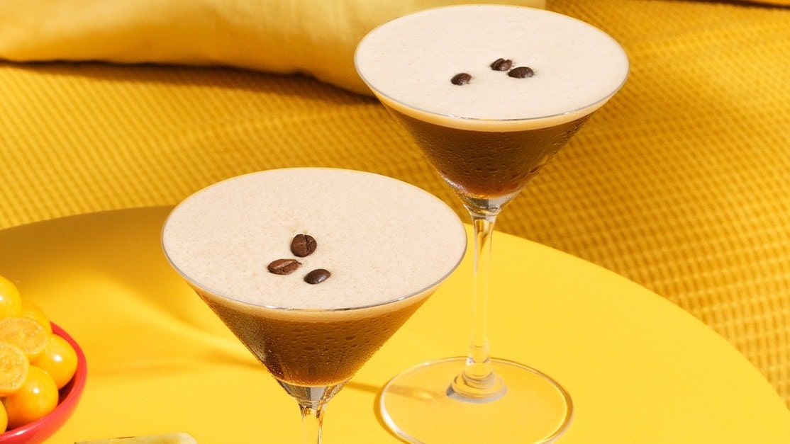 Two Tequila Espresso Martinis on a table