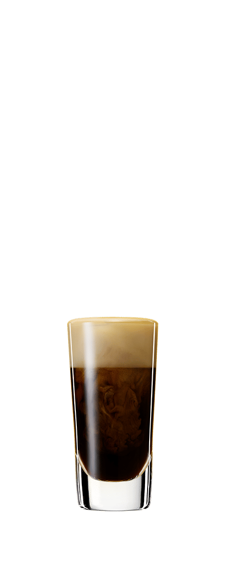 Baby stout in a shot glass against a transparent background