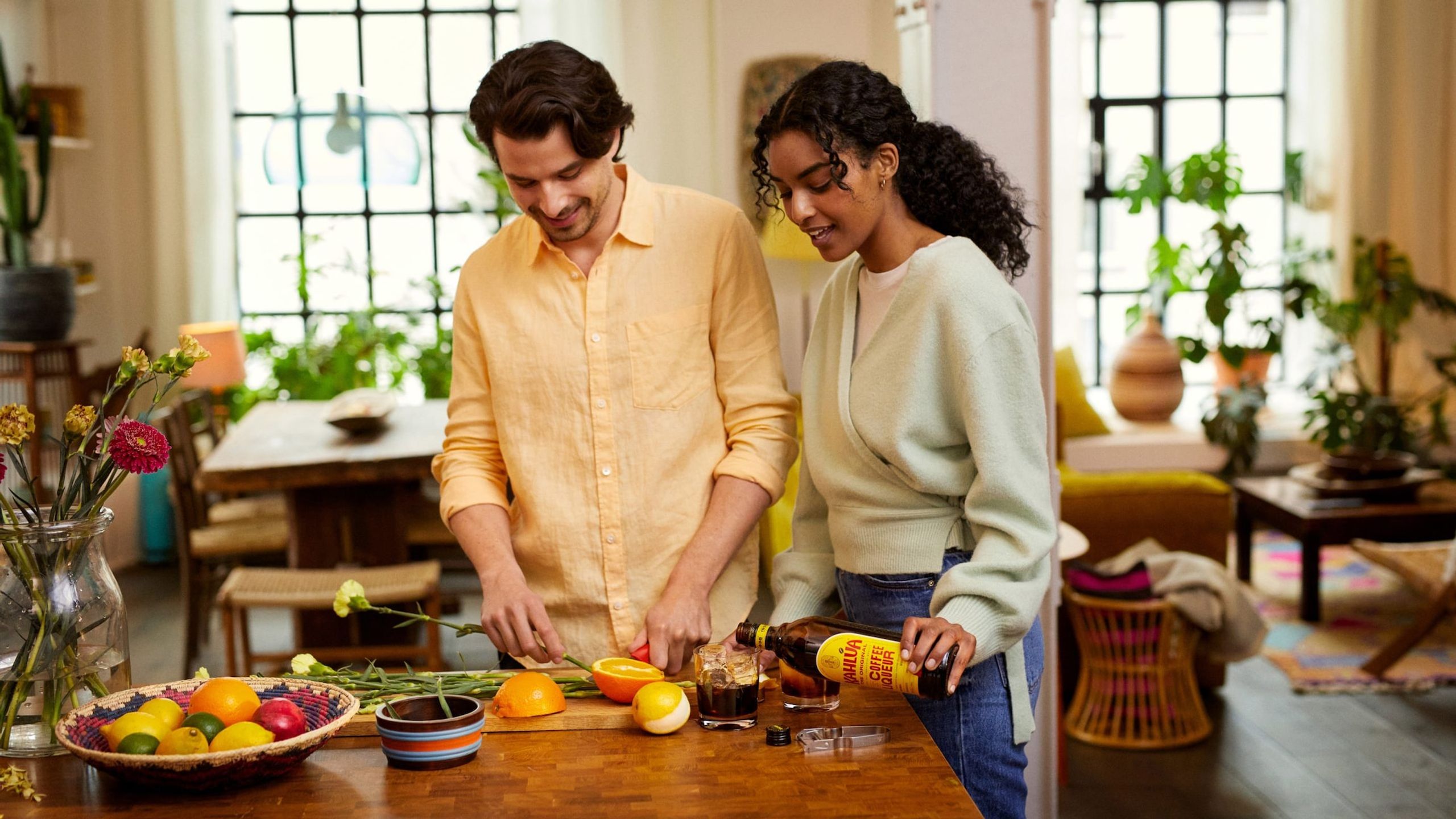 People making Kahlua cocktails