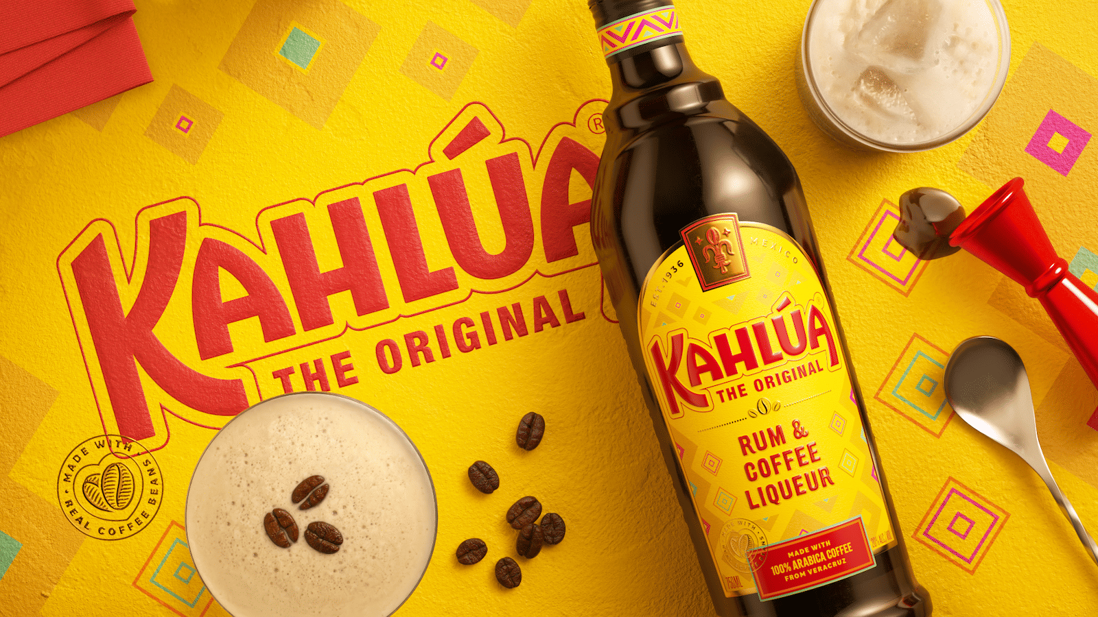 Kahlua original bottle and cocktails