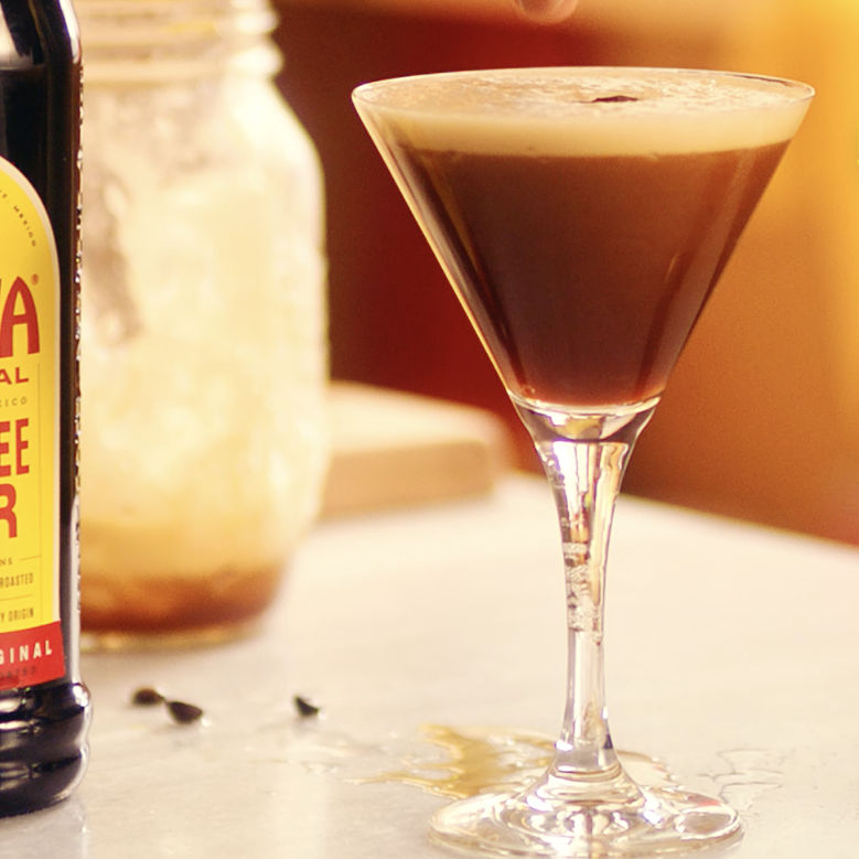 Making a Kahlua espresso martini cocktail step 5