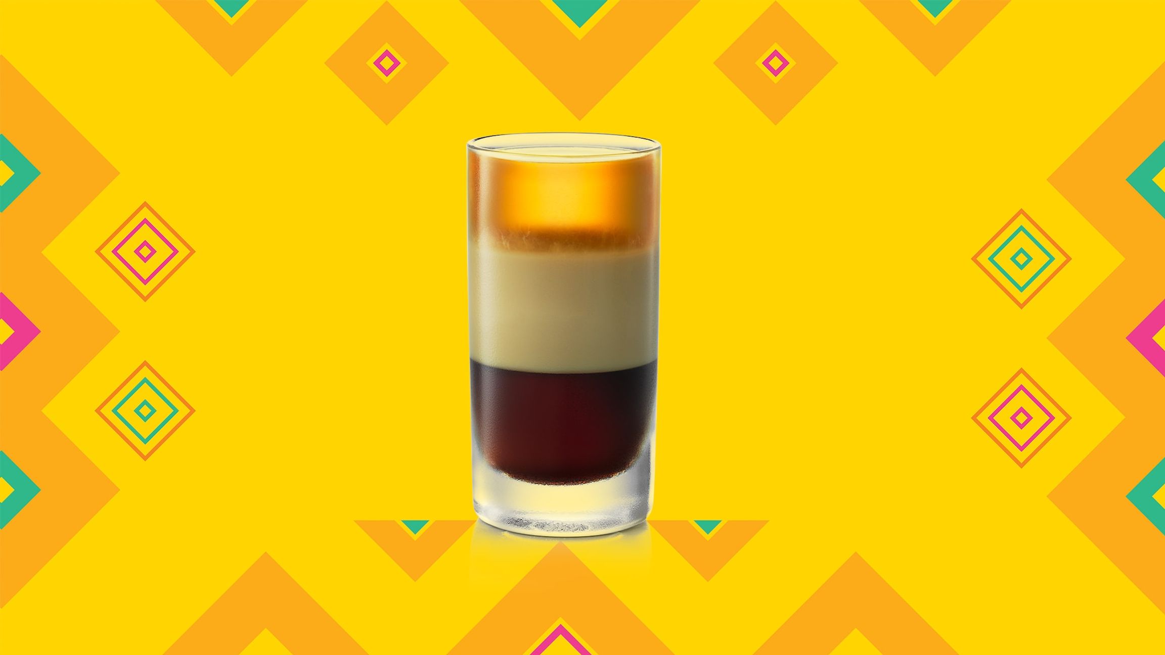 Kahlua b52 shot against a colourful background