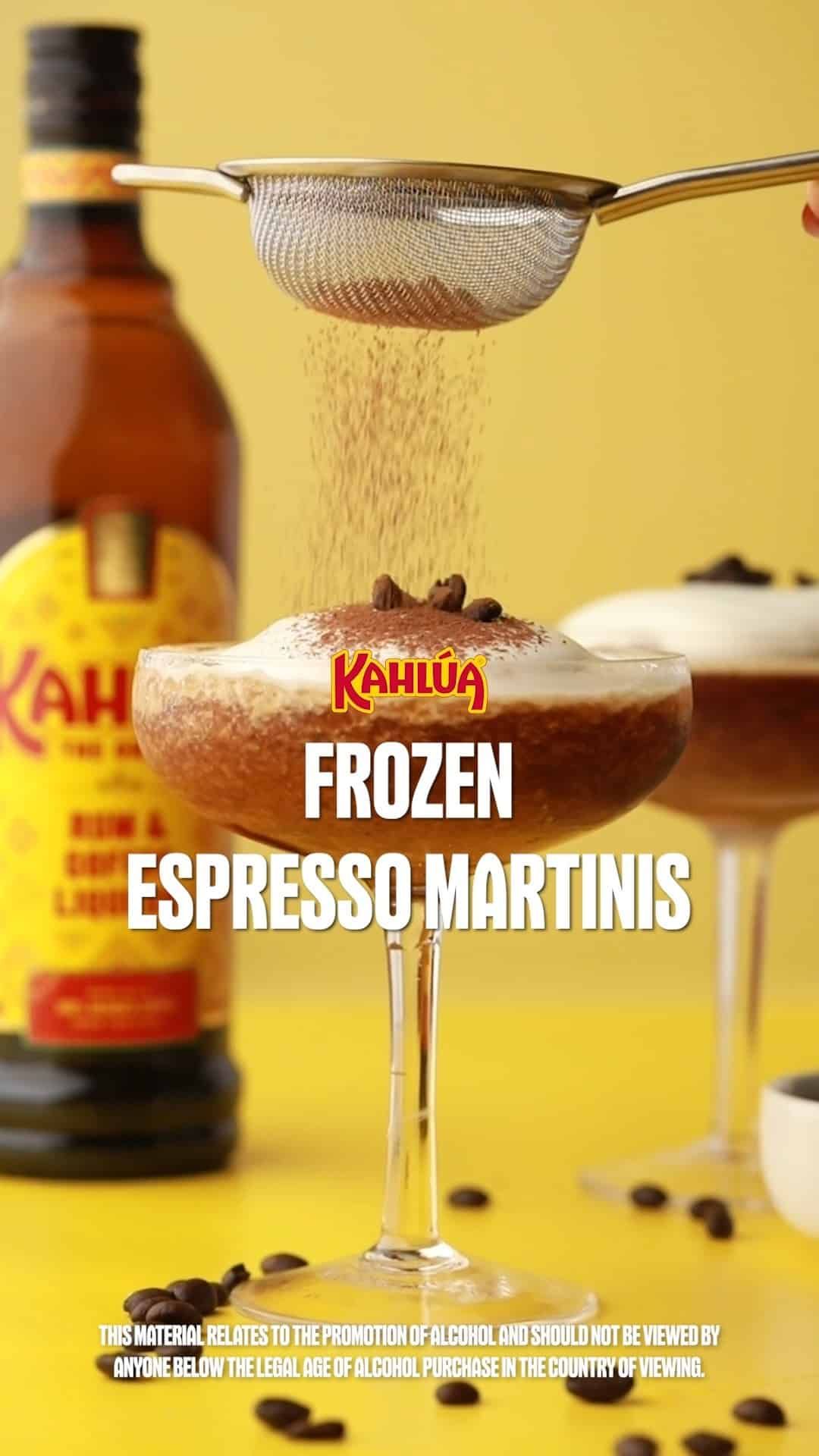 Frozen espresso martini with chocolate dusting