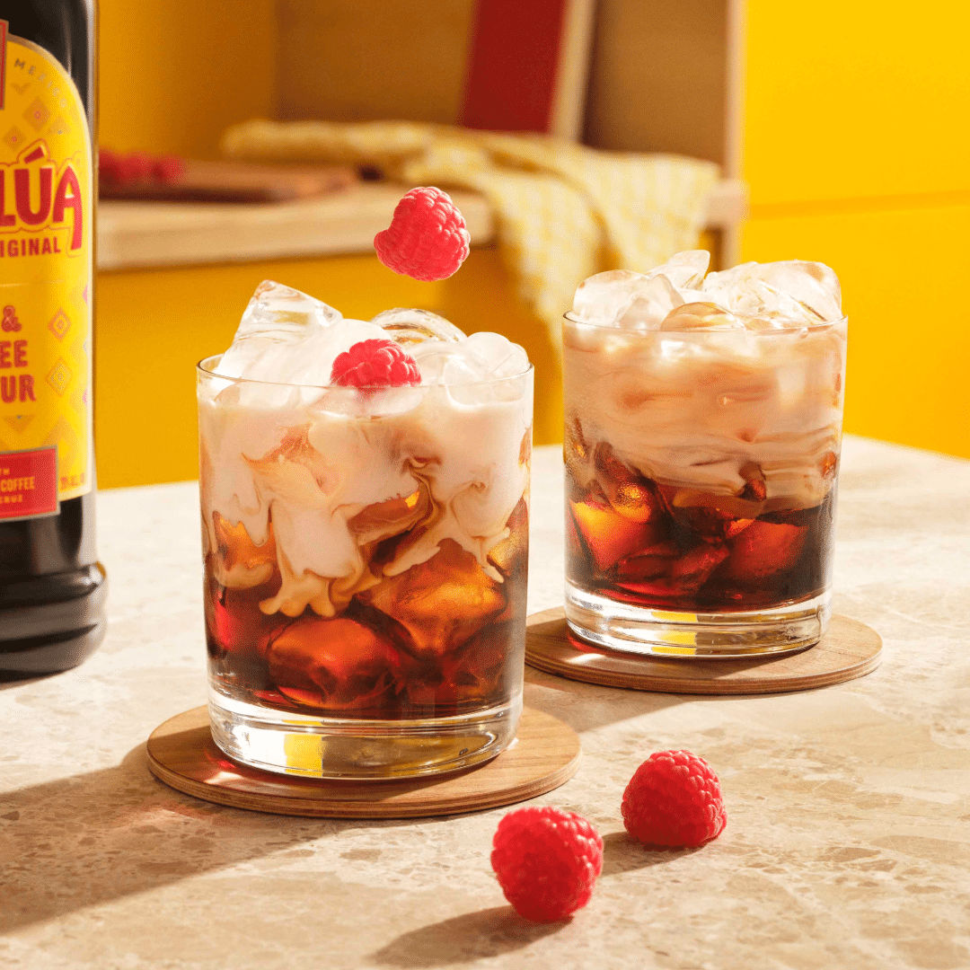 White Russian and raspberries