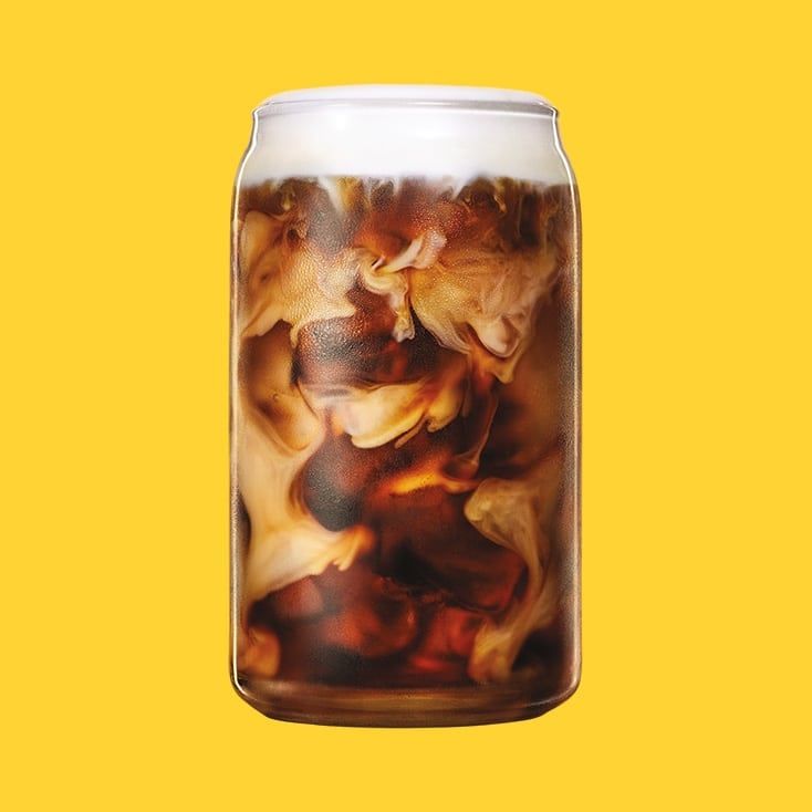 Dunkin cold brew against a yellow background