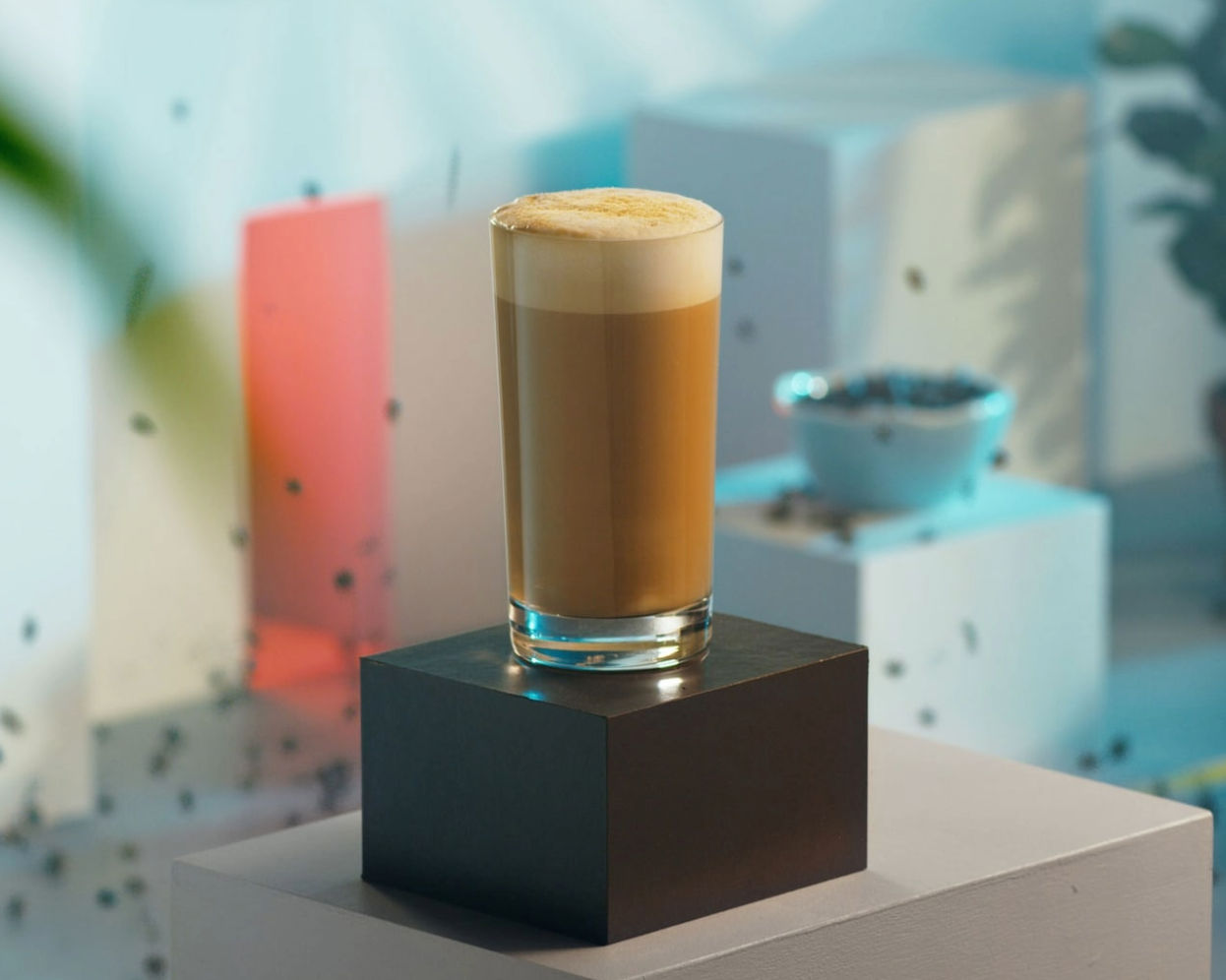 Close up on one Kahlua Latte in a high glass