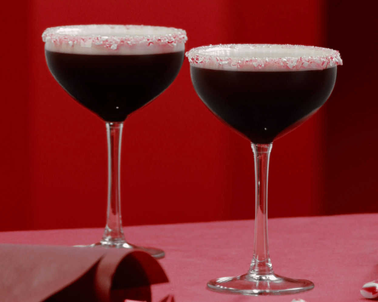 two peppermint espresso martini