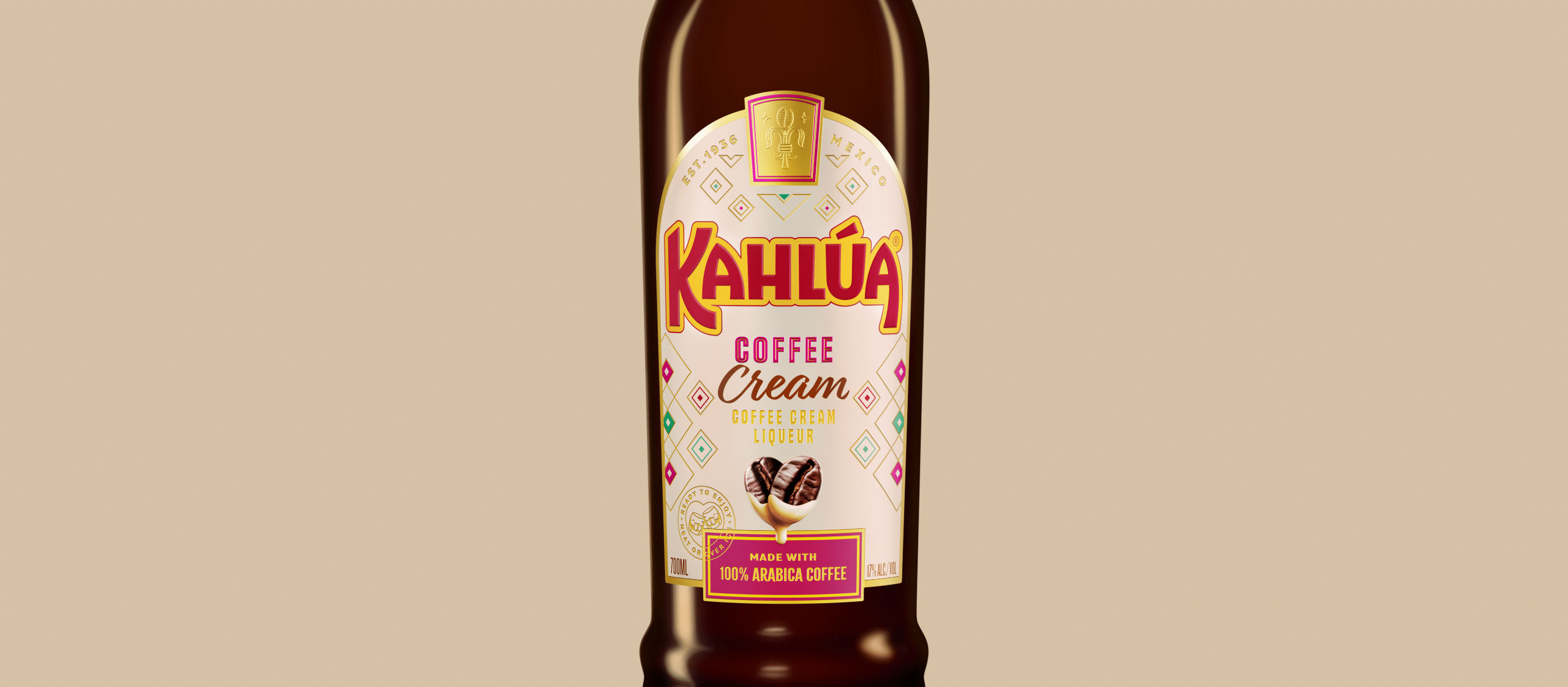 Kahlua Coffee Cream bottle on background